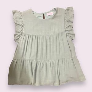 Pink Lily Sleveless Baby Doll Tiered Blouse- M